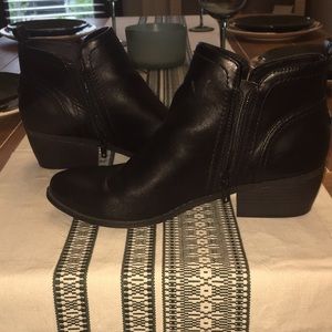 Black leather booties